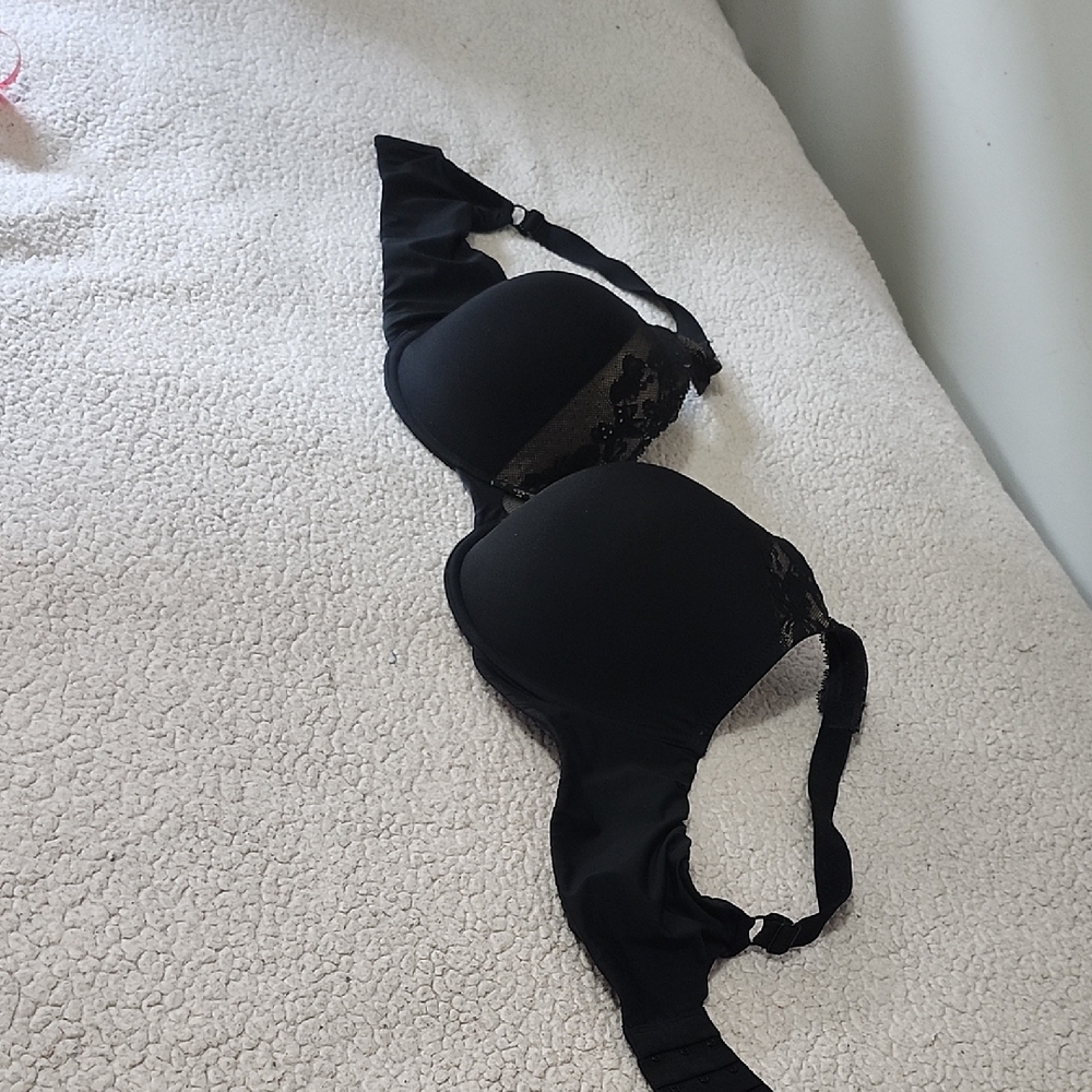 Olga Black Lace Padded Detail Bra With Adjustable Straps